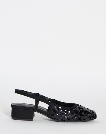 Delilah Sequined Slingback Block Heel Shoes - Wide Fit (E)
