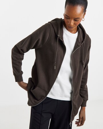 Chocolate Longline Zip Up Hoodie