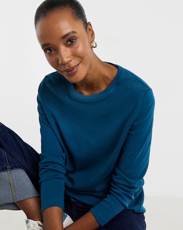 Blue Crew Neck Long Sleeve T-Shirt