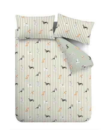 Catherine Lansfield Dog Stripe Duvet Cover Set
