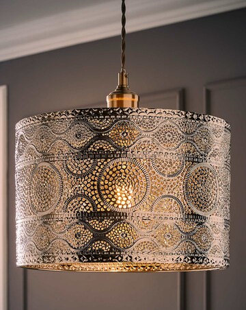 ValueLights Casablanca Moroccan Style Chrome Easy Fit Drum Pendant Shade