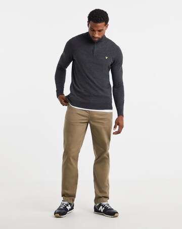 Lyle & Scott Cotton Merino 1/4 Zip Jumper - Charcoal