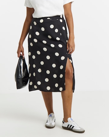Mono Spot Print Midi Skirt