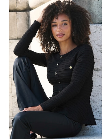 Sosandar Button Detail Textured Top
