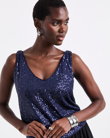 Navy Sequin Vest