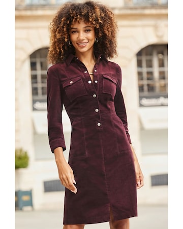 Sosandar Velvet Popper Front Dress