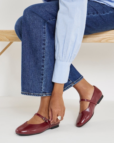 Morgan Classic Flat Mary Jane Shoes - Wide Fit (E)