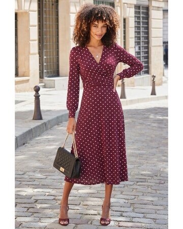Sosandar Spot Ruched Midi Dress