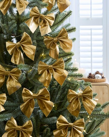 Gold Metallic Bow Decorations - Set of 12