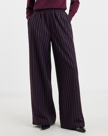 Plum Stripe Tie Waist Wide Leg Trouser Co Ord