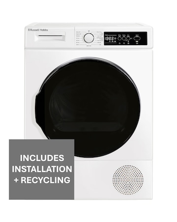 Russell Hobbs 12 Series RH8HPTD1E12W 8kg Heat Pump Tumble Dryer White + Install