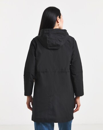 Black Longline Shower Resist Rain Jacket