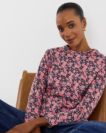 Floral Print Crew Neck Long Sleeve T-Shirt