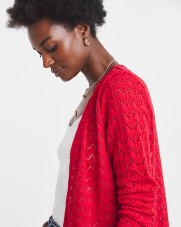 Red Crochet Button Through Cardigan