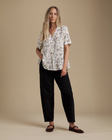 Julipa Printed Button Down Peplum Blouse