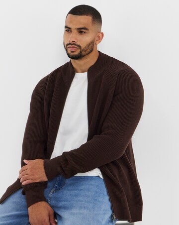 Fisherman Knitted Zip Through Cardigan