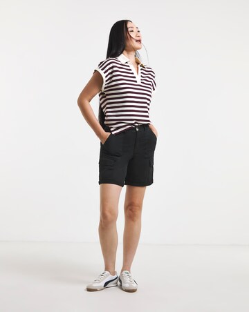 Black Stretch Cotton Cargo Shorts