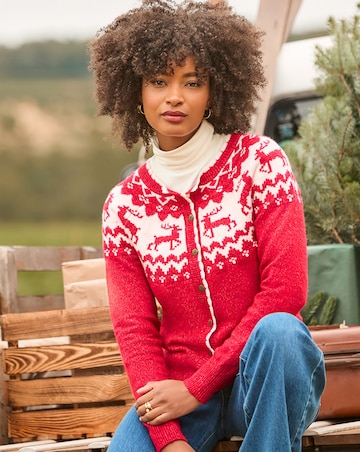 Joe Browns Retro Reindeer Fairisle Cardigan