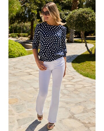 Sosandar Navy Spot Shirred Hem Top