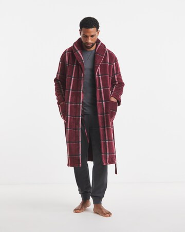 Check Borg Lined Fleece Dressing Gown