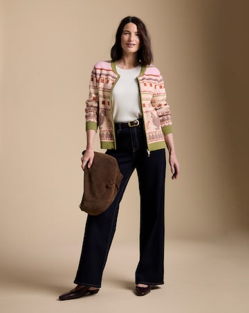Julipa Motif Knitted Zip Up Cardigan