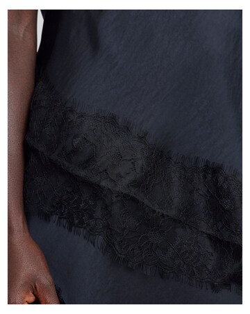 Joanna Hope Lace Trim Asymmetric Satin Top