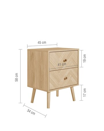 Herringford 2 Drawer Bedside Table