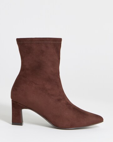 Julia Pointed Toe Heeled Ankle Sock Boots - Extra Wide Fit (EEE)