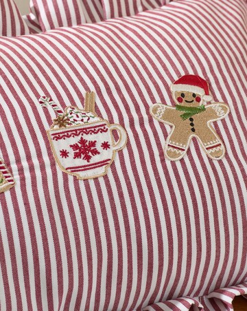 Catherine Lansfield Christmas Gingerbread Striped Filled Cushion