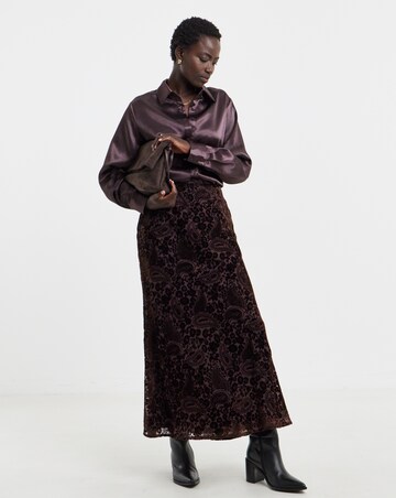 Berry Liquid Satin Oversized Shirt
