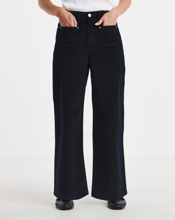 Cord Pocket Front Crop Wide Leg Jeans