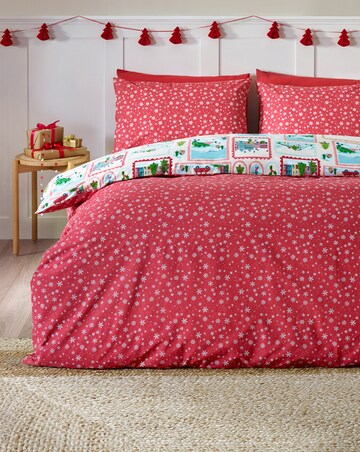 Catherine Lansfield Christmas Town Stamps Duvet Cover Set