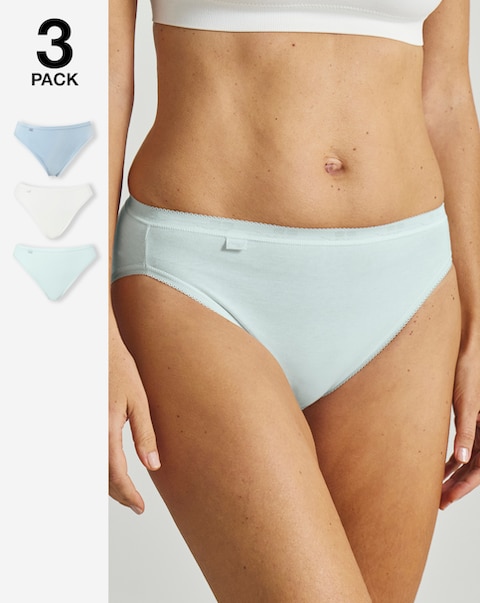 Sloggi (3 Pack) Tai Hi Leg Cotton Knickers Mint Multi