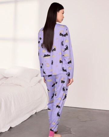Chelsea Peers Classic Long Sleeve Crew Neck Halloween Cat Pyjama Set