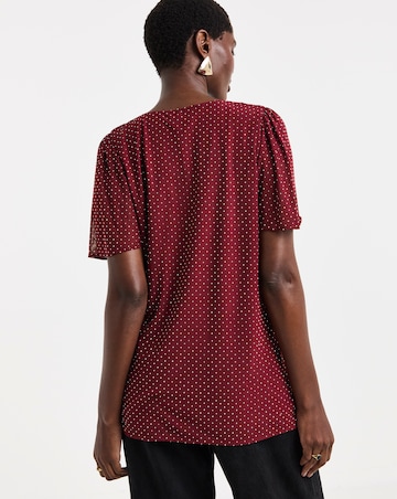 Burgundy Heat Seal Angel Sleeve Top