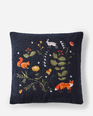 Woodland Animals Embroidered Boucle Cushion