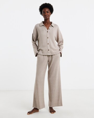 Figleaves Brushed Rib Button Up Lounge Set