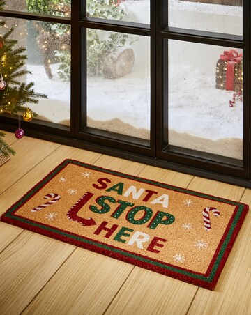 Santa Stop Here Coir Doormat
