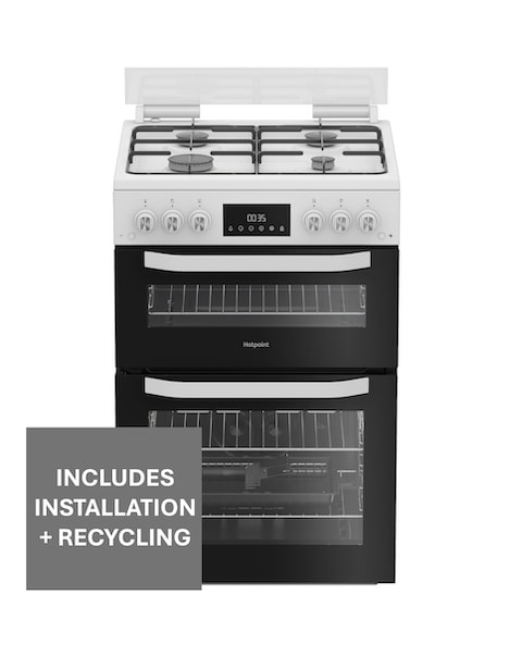 Hotpoint HTG6GDCW 60cm Gas Twin Cooker with Glass Lid - White Installation