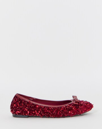 Abundance Classic Bow Sequin Ballerina Shoes - Extra Wide Fit (EEE)