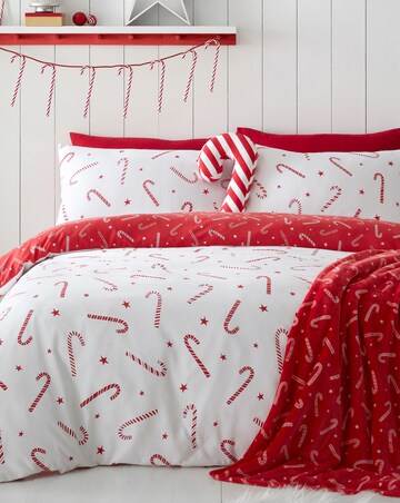 Catherine Lansfield Christmas Candy Cane Duvet Cover Set