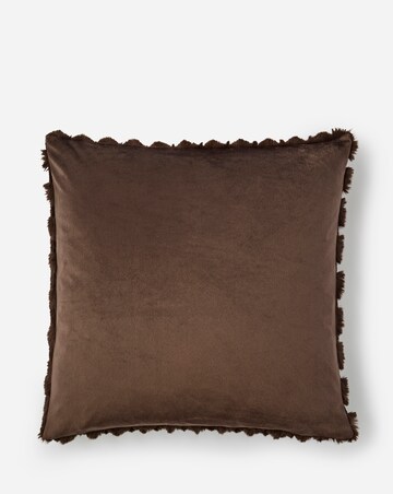 Scallop Faux Fur Cushion - Chocolate
