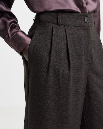 Chocolate Textured Pleated Wide Leg Trouser