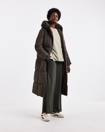 Chocolate Longline Padded Coat