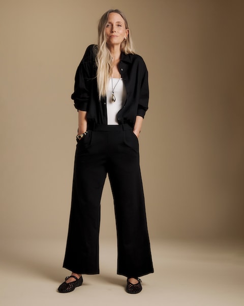 Slimma Black Comfort Fit Wide Leg Trouser Regular