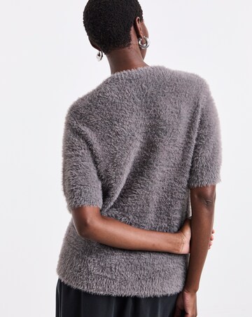 Fluffy Short Sleeve Bow Detail Cardigan