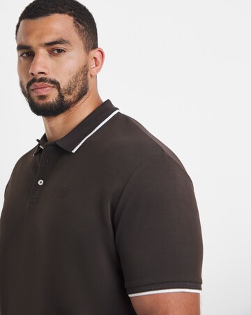 Jack & Jones Premium Ethan Collar Detail Short Sleeve Polo - Chocolate