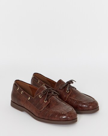 Delly Croc Effect Boat Shoes - Extra Wide Fit (EEE)