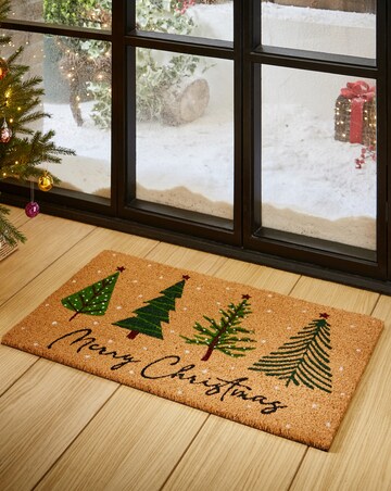 Merry Christmas Trees Coir Doormat
