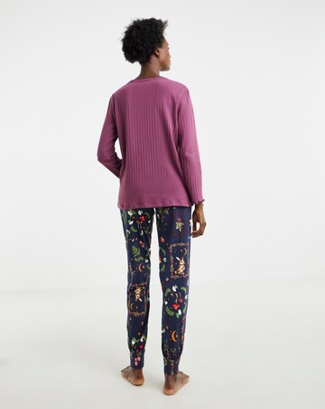 Julipa Pointelle Henley Woodland Print Pyjama Set